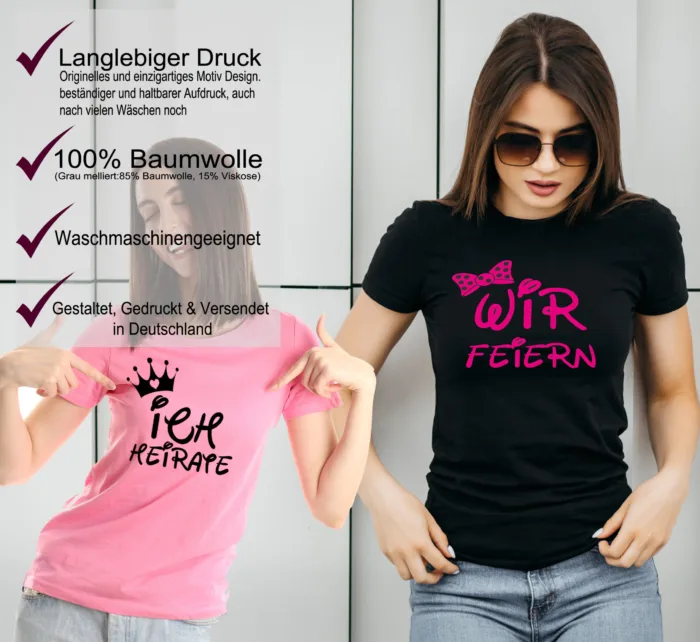 JUNGGESELLINNENABSCHIED JGA T-Shirt „ICH HEIRATE / WIR FEIERN DISNEY“ – Bild 2