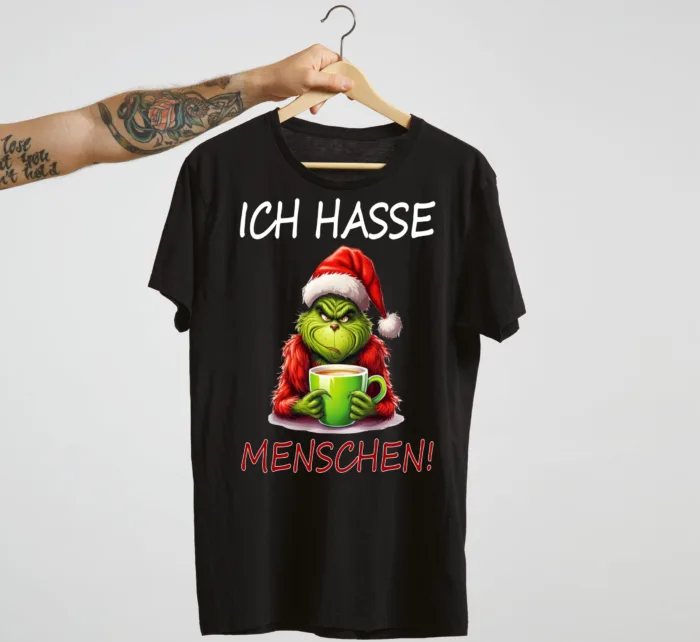 Grinch Ich hasse Menschen-  Unisex T-Shirt – Bild 4
