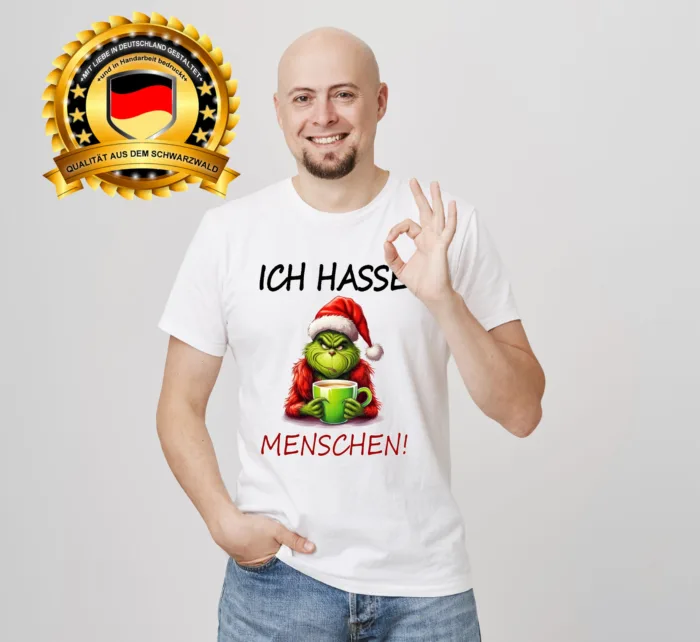 Grinch Ich hasse Menschen-  Unisex T-Shirt – Bild 3