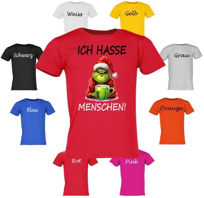 Grinch Ich hasse Menschen-  Unisex T-Shirt – Bild 5