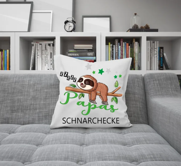 Mamas und Papas Schnarchecke Faultier – Lustig bedruckte Kissen – Bild 4
