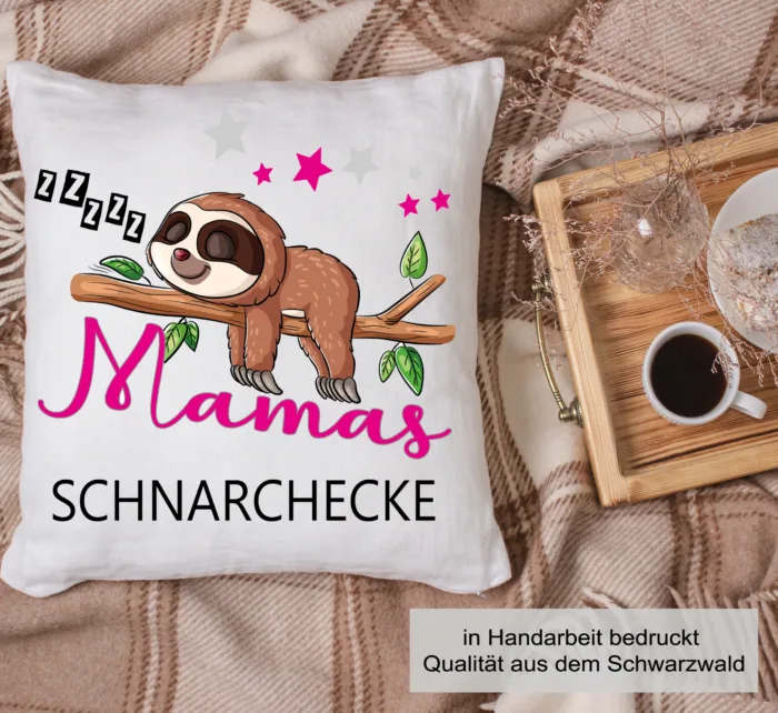 Mamas und Papas Schnarchecke Faultier – Lustig bedruckte Kissen – Bild 2