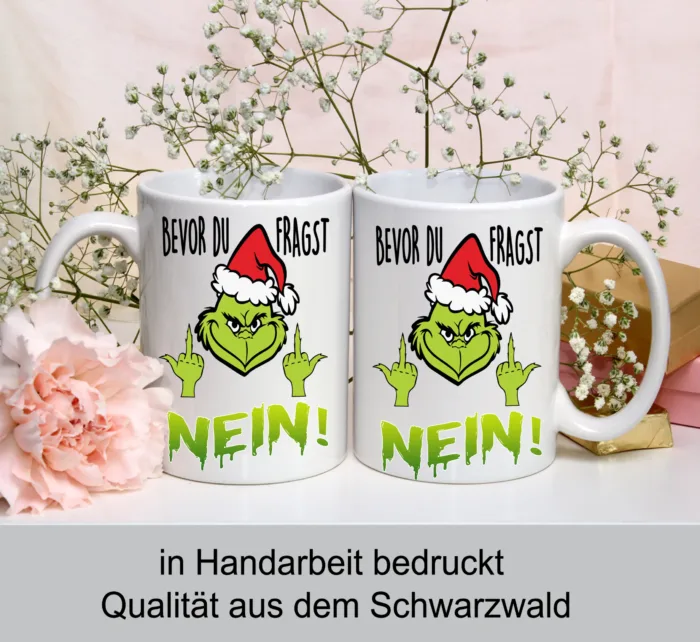 Grinch Bevor du fragst NEIN! – Lustig bedruckte Tasse – Bild 4