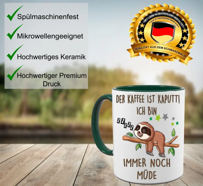 Relax Tasse mit Faultier personalisiert mit Namen – Lustig bedruckte Kaffeetasse – Bild 2