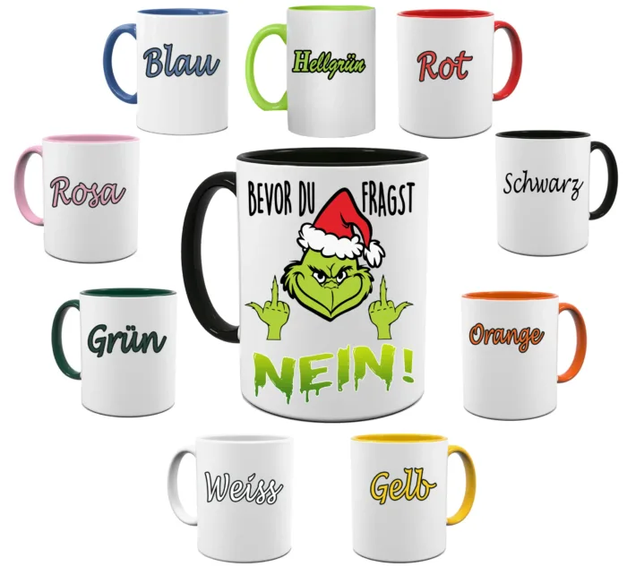 Grinch Bevor du fragst NEIN! – Lustig bedruckte Tasse – Bild 2