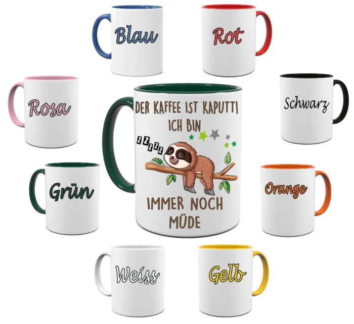 Relax Tasse mit Faultier personalisiert mit Namen – Lustig bedruckte Kaffeetasse – Bild 4