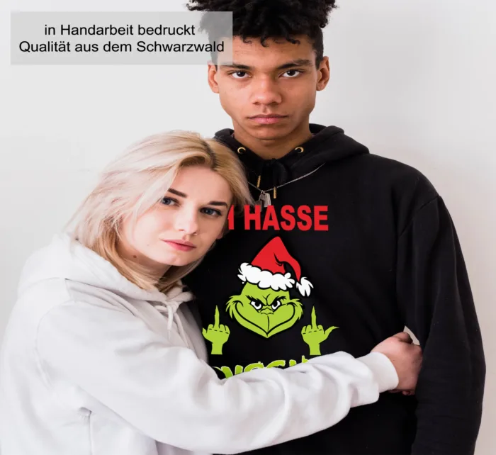 Grinch Ich hasse Menschen Mittelfinger – Unisex Kapuzen Hoodie – Bild 2