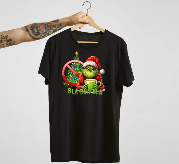 Grinch Bla Bla Bla Sprücheshirt, Funshirt-  Unisex T-Shirt – Bild 2