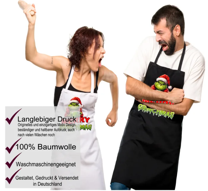 Grinchmas- Grillschürze Partyschürze Kochschürze Latzschürze Küchenschürze Schurz – Bild 3
