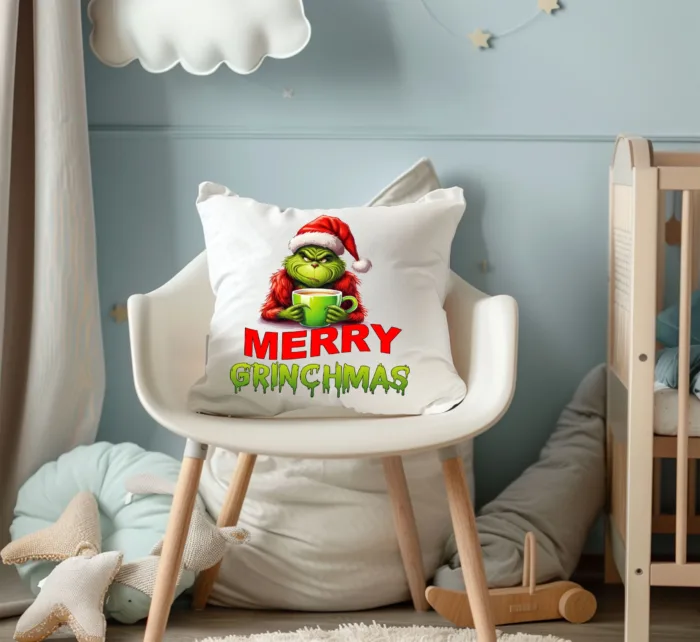 Merry Grinchmas Kissen  - Lustig bedruckte Kissenhülle – Bild 4