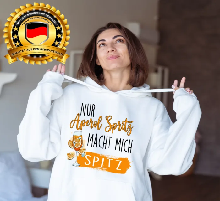 Nur Aperol Spritz macht mich Spitz– Unisex Kapuzen Hoodie – Bild 2