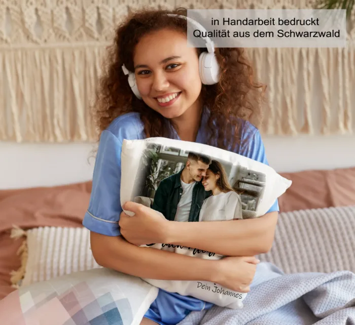 Valentinstag Geschenk Kissen -Drück mich, wenn du mich vermisst mit Bild – Bild 2