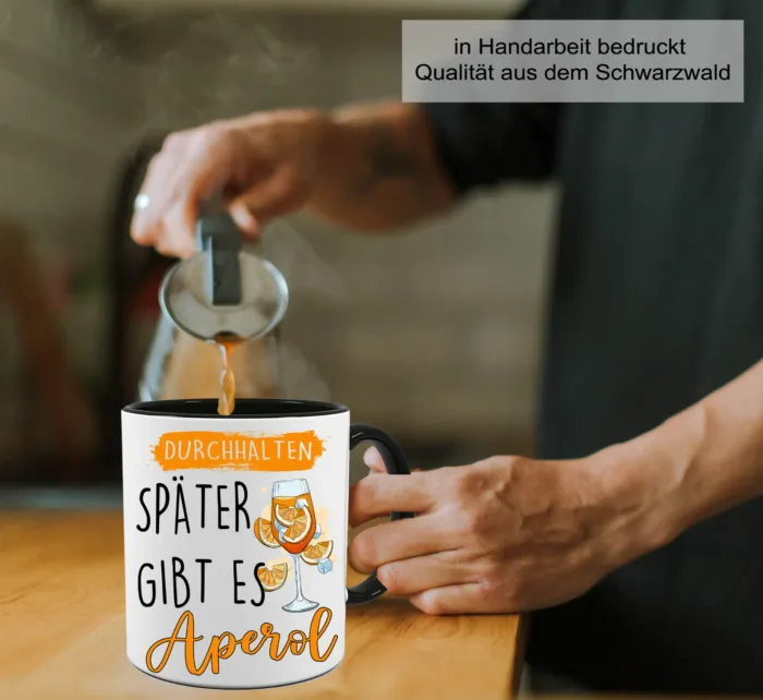 Durchhalten später gibt es Aperol – Lustig bedruckte Tasse – Bild 5