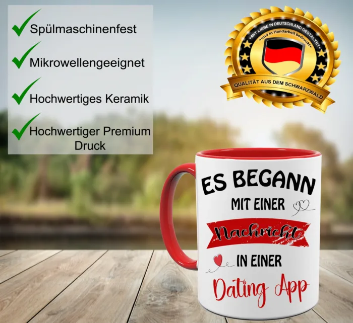 Valentinstag Geschenk Tasse - Es begann mit einer Nachricht in einer Dating App – Bild 3