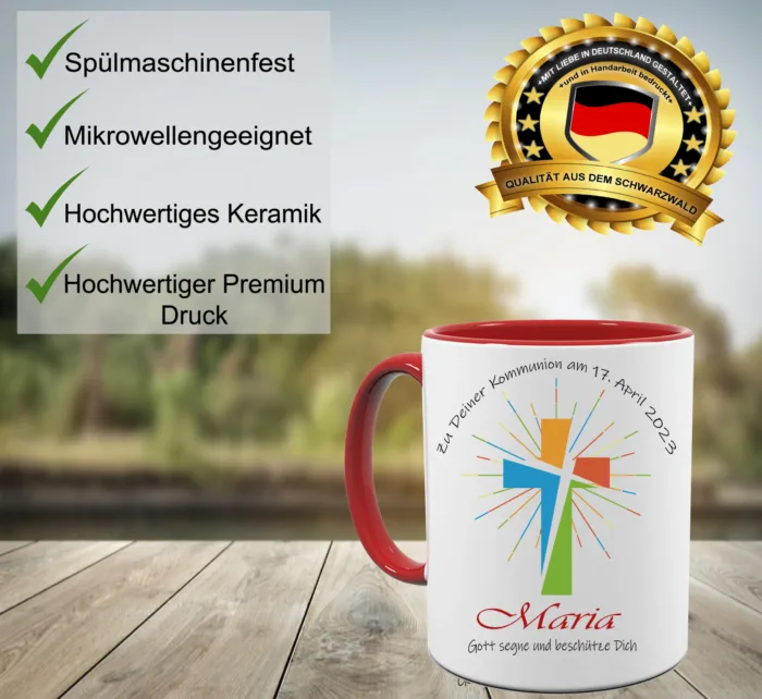 Kommunion Tasse Gott segne und beschütze Dich – Personalisierte Kaffeetasse – Bild 2