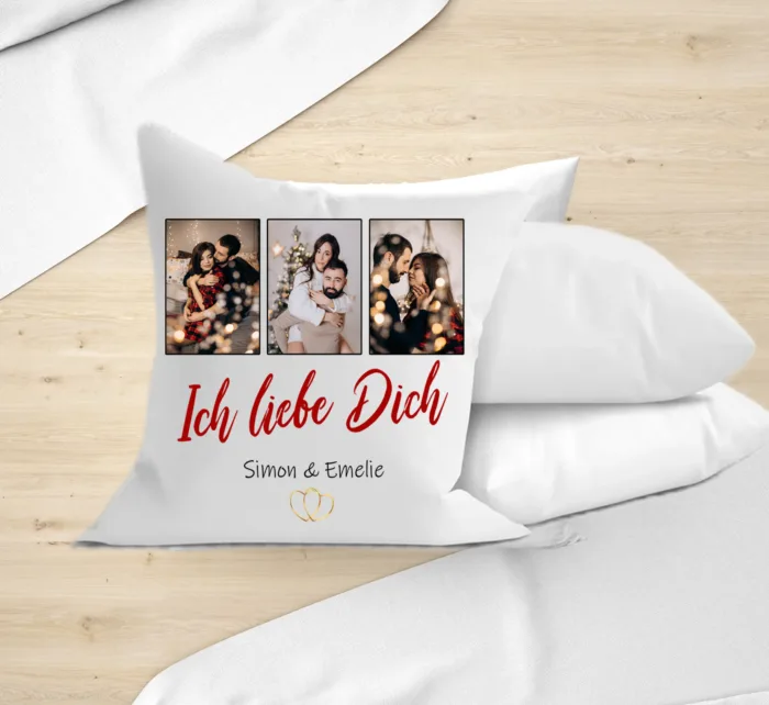Valentinstag Geschenk Kissen - Ich liebe Dich Personalisiert mit Bildern – Bild 5