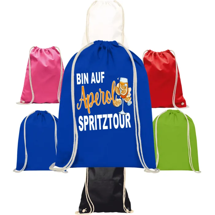 Bin auf Aperol Spritztour- Rucksack, Turnbeutel, Jute, Sportbeutel – Bild 4