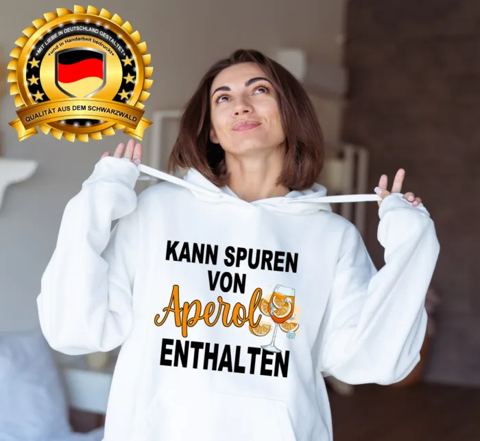 Kann spuren von Aperol enthalten– Unisex Kapuzen Hoodie – Bild 3