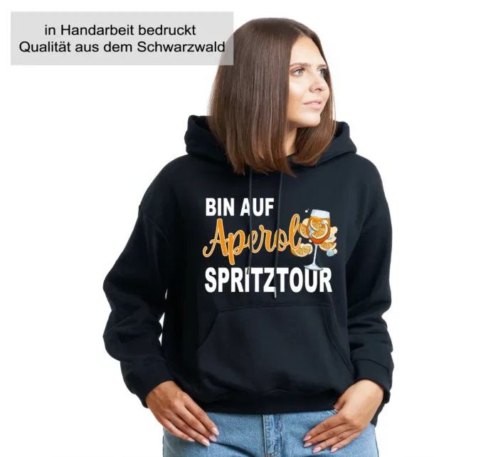 Bin auf Aperol Spritztour– Unisex Kapuzen Hoodie – Bild 4