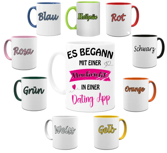 Valentinstag Geschenk Tasse - Es begann mit einer Nachricht in einer Dating App – Bild 2