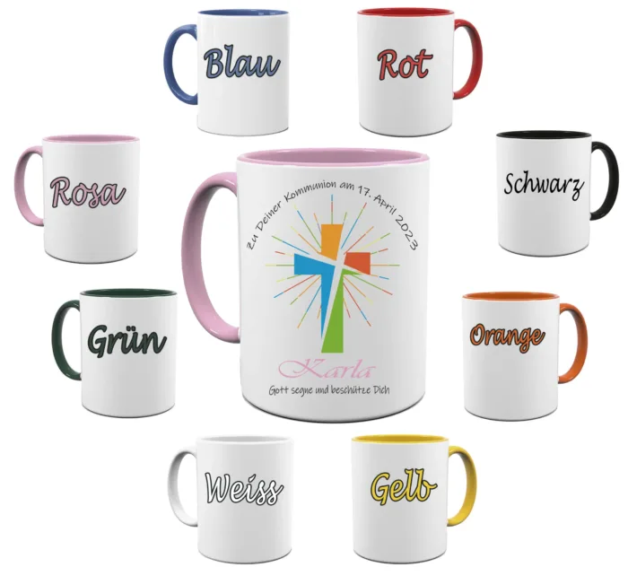 Kommunion Tasse Gott segne und beschütze Dich – Personalisierte Kaffeetasse – Bild 4