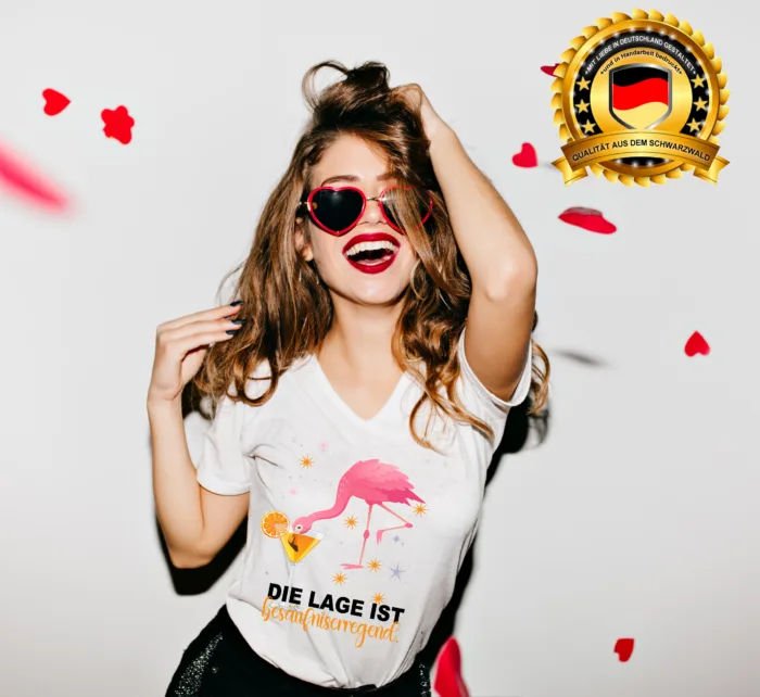 Die Lage ist besäufniserregend, Flamingo - Damen T-Shirt – Bild 3