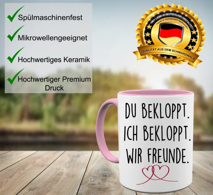 Tasse für Beste Freunde, Beste Freundin Du Bekloppt Ich Bekloppt Wir Freunde – Bild 2