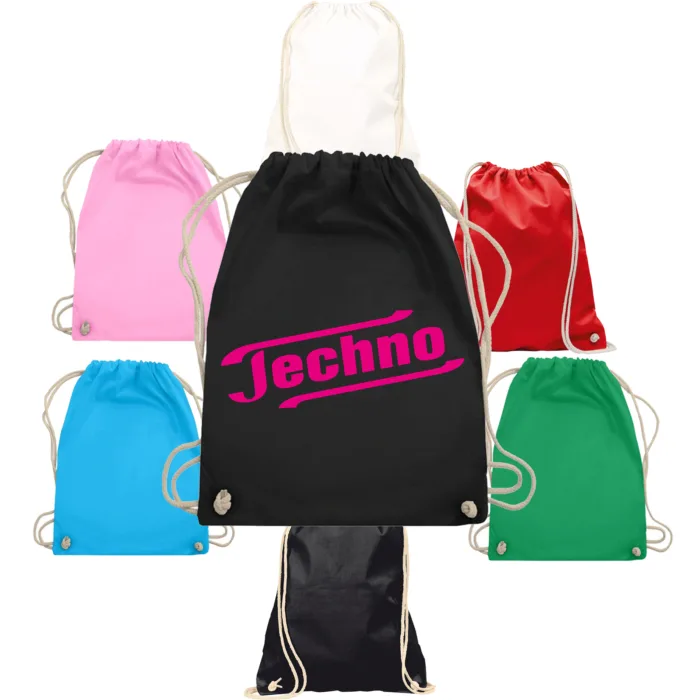 Techno- Rucksack, Turnbeutel, Jute Beutel für Festivals – Bild 3