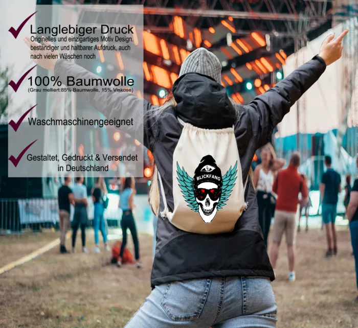 Techno- Rucksack, Turnbeutel, Jute Beutel für Festivals – Bild 2
