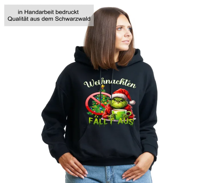 Grinch Weihnachten fällt aus– Unisex Kapuzen Hoodie – Bild 2