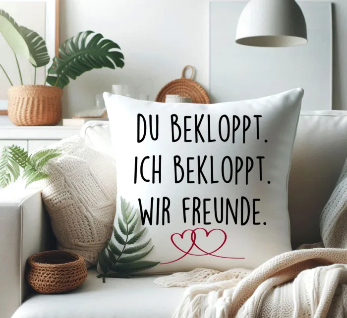 Kissen für Beste Freunde, Beste Freundin Du Bekloppt Ich Bekloppt Wir Freunde | Geschenk Idee| Kuschelkissen| Fotokissen | Motivkissen | Kissenhülle +Füllung – Bild 2