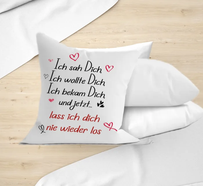 Kissen mit Liebeserklärung| Ich SAH Dich, Ich wollte Dich - Ich Liebe Dich| Kissenhülle +Füllung | 40x40cm – Bild 3