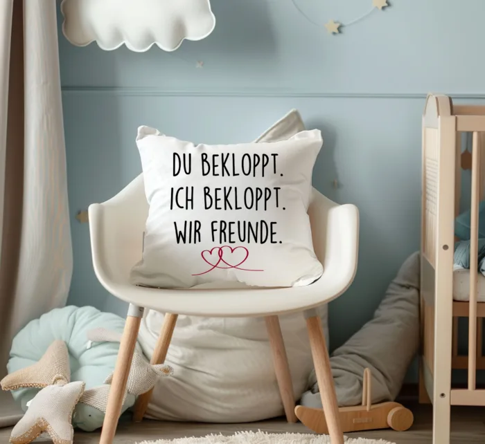 Kissen für Beste Freunde, Beste Freundin Du Bekloppt Ich Bekloppt Wir Freunde | Geschenk Idee| Kuschelkissen| Fotokissen | Motivkissen | Kissenhülle +Füllung – Bild 3