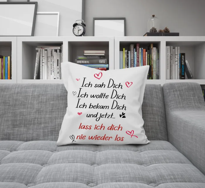 Kissen mit Liebeserklärung| Ich SAH Dich, Ich wollte Dich - Ich Liebe Dich| Kissenhülle +Füllung | 40x40cm – Bild 4
