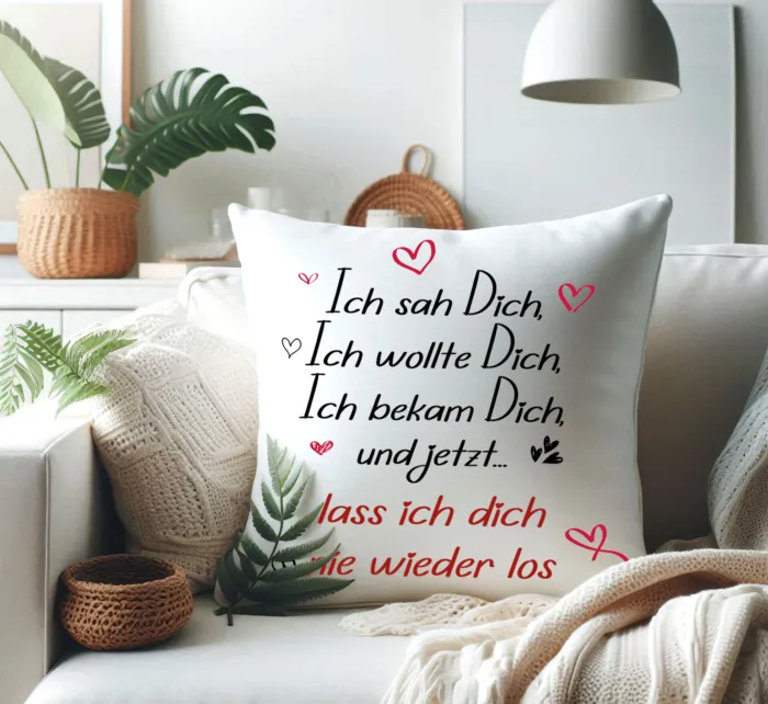 Kissen mit Liebeserklärung| Ich SAH Dich, Ich wollte Dich - Ich Liebe Dich| Kissenhülle +Füllung | 40x40cm – Bild 5
