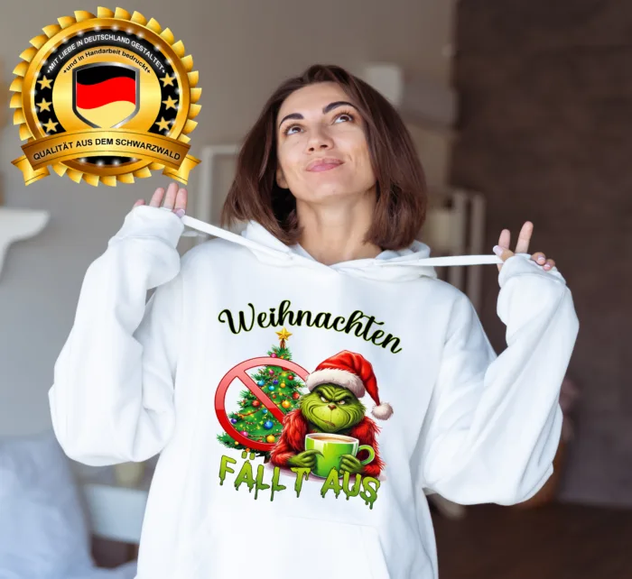 Grinch Weihnachten fällt aus– Unisex Kapuzen Hoodie – Bild 5