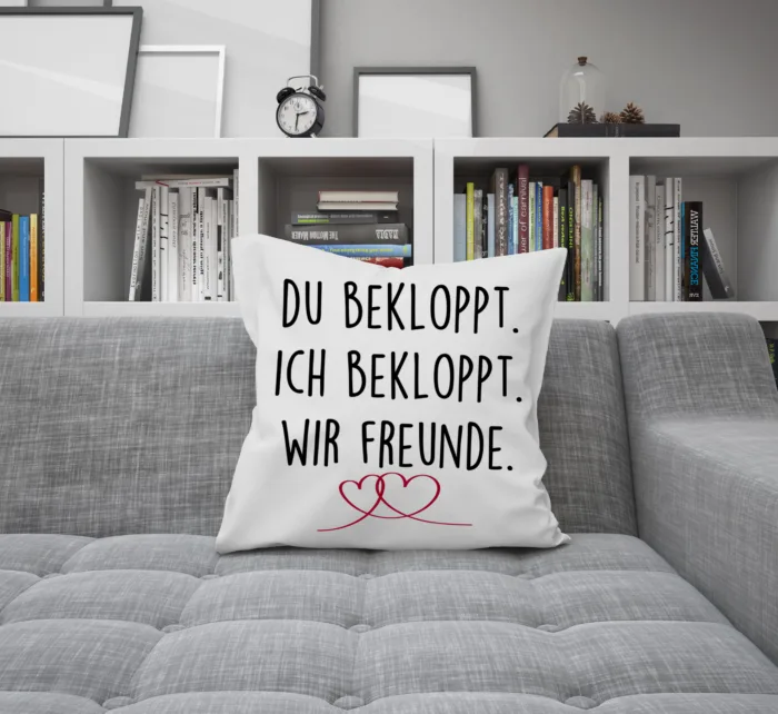 Kissen für Beste Freunde, Beste Freundin Du Bekloppt Ich Bekloppt Wir Freunde | Geschenk Idee| Kuschelkissen| Fotokissen | Motivkissen | Kissenhülle +Füllung – Bild 5