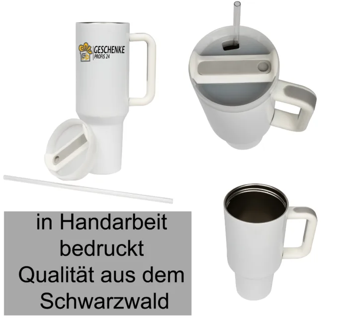 Thermobecher selbst gestalten, 1,2L Edelstahl Isoliert, Trinkflasche mit Strohhalm, Spülmaschinenfest, BPA-frei – Bild 5