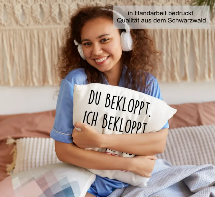 Kissen für Beste Freunde, Beste Freundin Du Bekloppt Ich Bekloppt Wir Freunde | Geschenk Idee| Kuschelkissen| Fotokissen | Motivkissen | Kissenhülle +Füllung – Bild 6