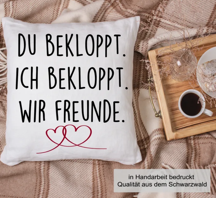 Kissen für Beste Freunde, Beste Freundin Du Bekloppt Ich Bekloppt Wir Freunde | Geschenk Idee| Kuschelkissen| Fotokissen | Motivkissen | Kissenhülle +Füllung – Bild 7
