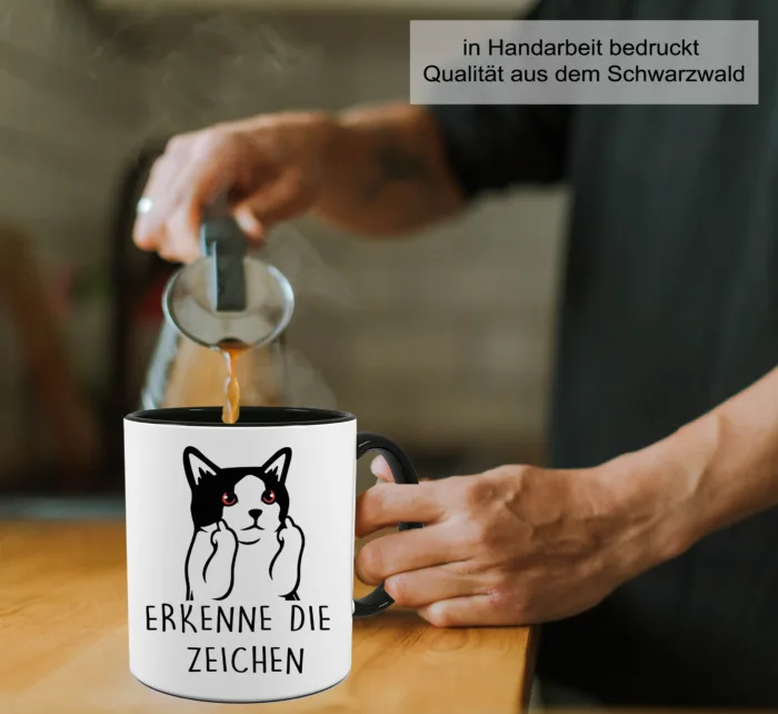 Lustig bedruckte Tasse erkenne die Zeichen Katze MIttelfinger | Geschenk Idee| Kaffee Tee Bürotasse | Fototasse, Motivtasse | Kaffeetasse, Teetasse |Keramik – Bild 6