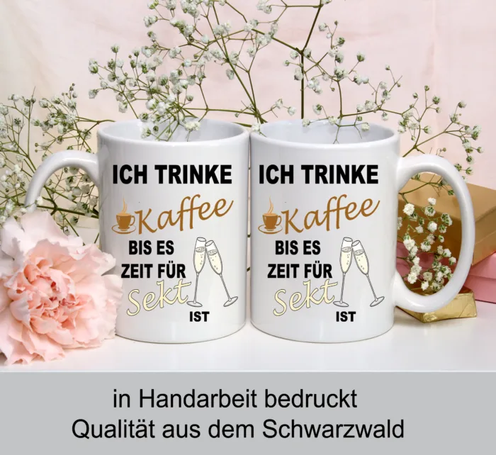 Lustig bedruckte Tasse Ich trinke Kaffee bis es zeit für Sekt ist | Geschenk Idee| Kaffee Tee Bürotasse | Fototasse, Motivtasse | Kaffeetasse, Teetasse |Keramik – Bild 4