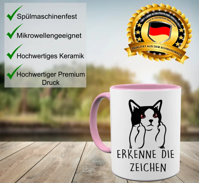 Lustig bedruckte Tasse erkenne die Zeichen Katze MIttelfinger | Geschenk Idee| Kaffee Tee Bürotasse | Fototasse, Motivtasse | Kaffeetasse, Teetasse |Keramik – Bild 2