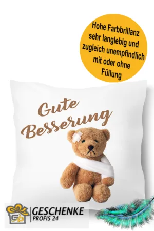 Kissen Gute Besserung , Krankengeschenk, Krankenkissen| Kuschelkissen | Kissenhülle +Füllung | 40x40cm