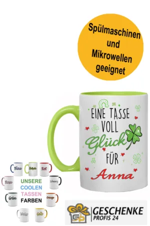 Eine Tasse voll Glück Personalisiert mit Namen| Geschenk Idee| Kaffee Tee Bürotasse | Fototasse, Motivtasse | Kaffeetasse, Teetasse |Keramik