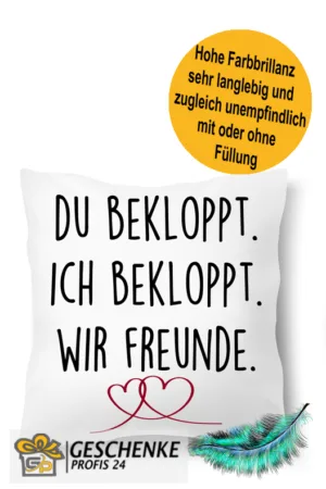 Kissen für Beste Freunde, Beste Freundin Du Bekloppt Ich Bekloppt Wir Freunde | Geschenk Idee| Kuschelkissen| Fotokissen | Motivkissen | Kissenhülle +Füllung