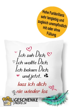 Kissen mit Liebeserklärung| Ich SAH Dich, Ich wollte Dich - Ich Liebe Dich| Kissenhülle +Füllung | 40x40cm