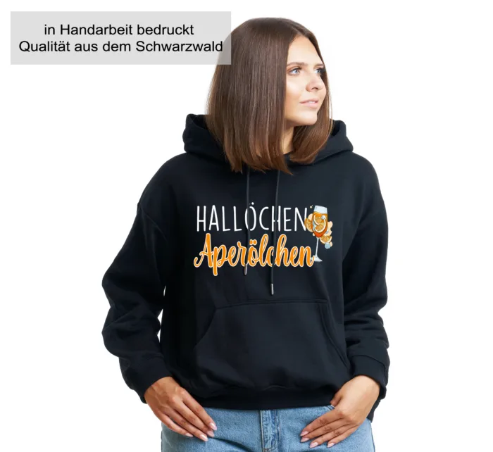Hallöchen Aperölchen– Unisex Kapuzen Hoodie Aperol Spritz, S-3XL – Bild 2