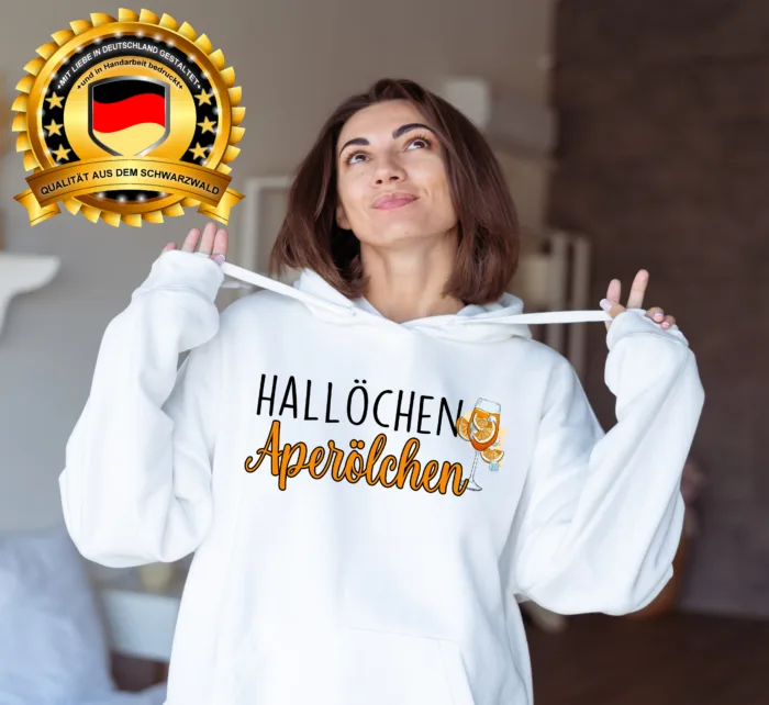 Hallöchen Aperölchen– Unisex Kapuzen Hoodie Aperol Spritz, S-3XL – Bild 3