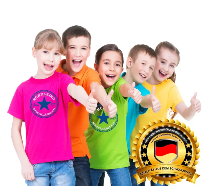 Einschulung T-Shirt Stern personalisiert mit Namen, Erstklässler Kindergarten Schulanfang, Schulkind – Bild 4
